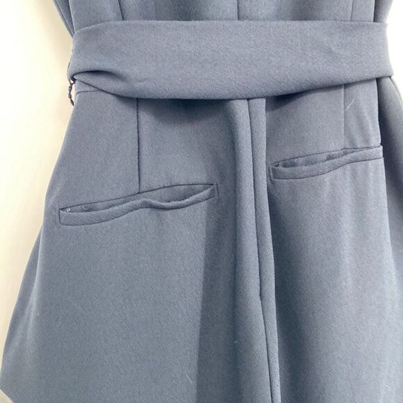 Banana Republic Tapered Leg Sleeveless Belted‎ Jumpsuit Preppy Pockets Navy 4 - Picture 10 of 16